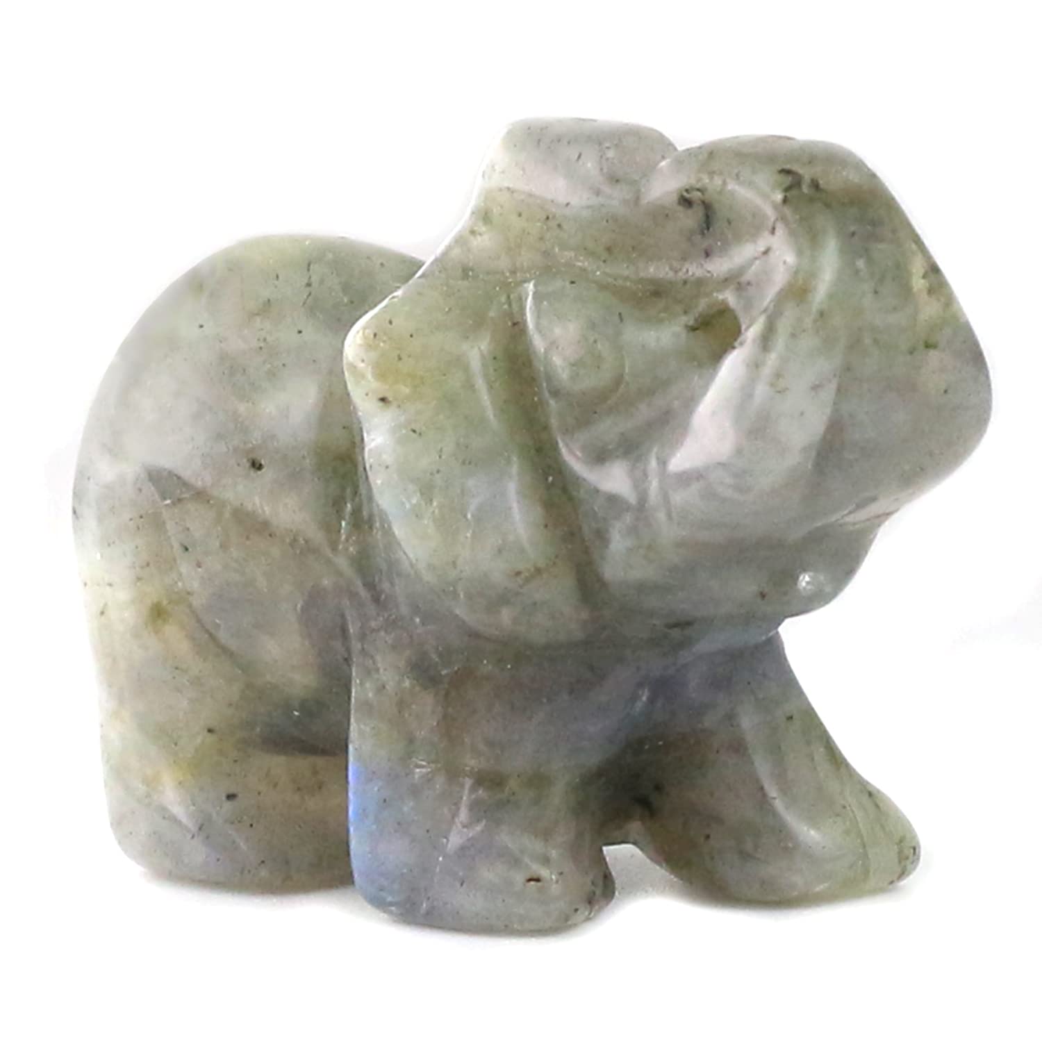 Gemstone Labradorite Elephant Figurines Hand Carved Pocket Statue Healing Crystals Good Luck for Home Decor 1.5 inches