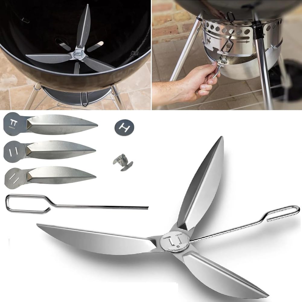 BAAQII 22-1/2-Inch One-Touch Cleaning System Kit 57cm for Weber Grill Parts 7444 Weber Charcoal Grill Barbecues Replacement for for 22" Kettle Grills, Silver