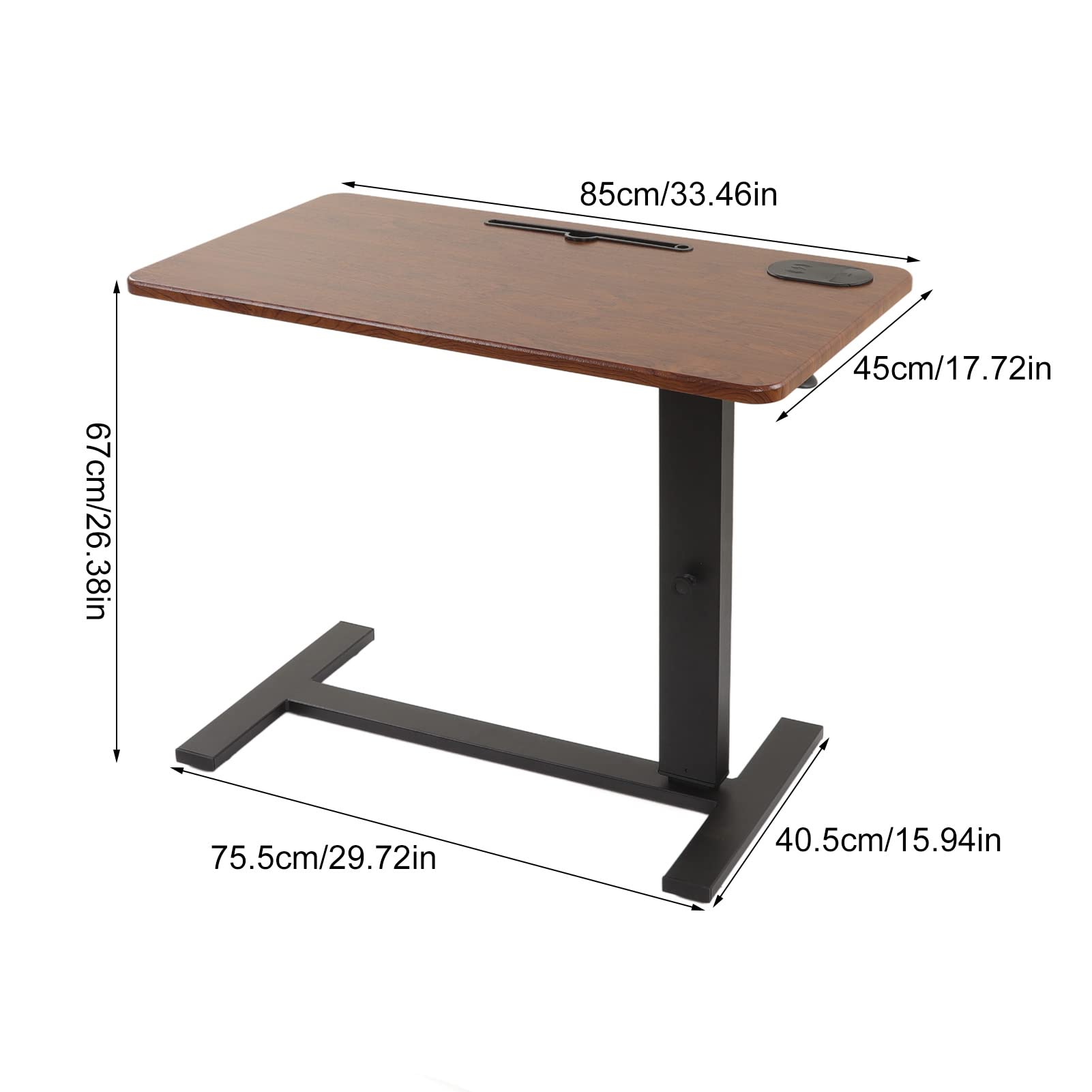 Scrivania Regolabile in Altezza da 85x45cm per Professionisti in Smart Working da Letto e Divano Regolazione Altezza Fluidas Ruote per Movimento Libero Porta USB con Luce e