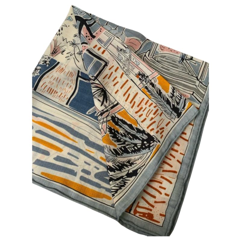 Women's Square Wool Blend Silk Scarf, 26 inches Light weight, Double Sides Printed,Luxury Scarf with Gift Box