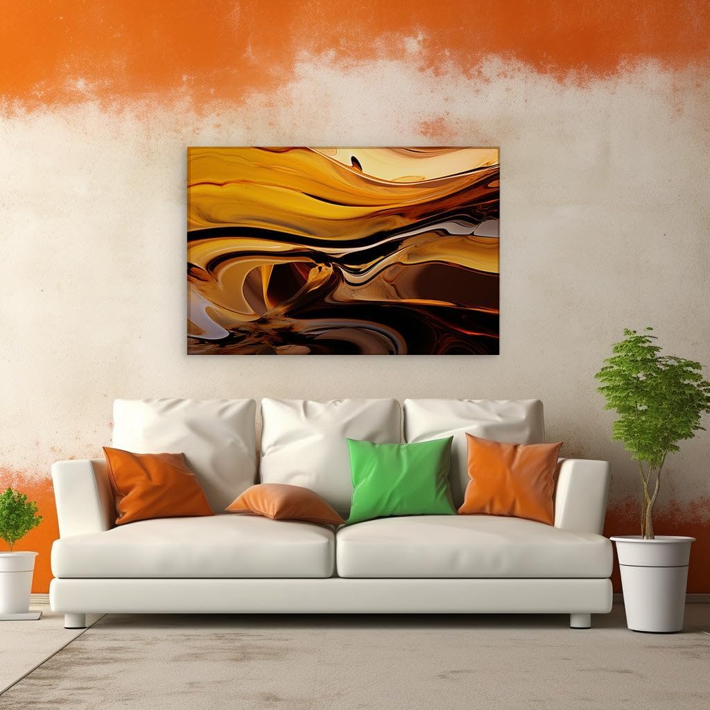 Canvas for Living room. Energizing Swirls: Capturing Movement in a Contemporary Color Fusion, 27 x 18 inch Canvas Wall Art - Ready to Hang