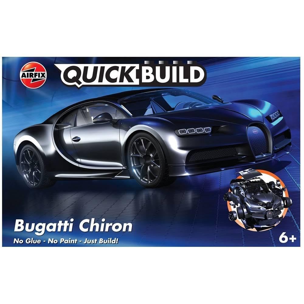 Airfix QUICKBUILD Model Car Kit - J6025 Bugatti Chiron Black Building Kit for Kids 6+, Construction Toys for Boys, Model Making with No Glue - Classic Vehicle Gifts Plastic Craft Set