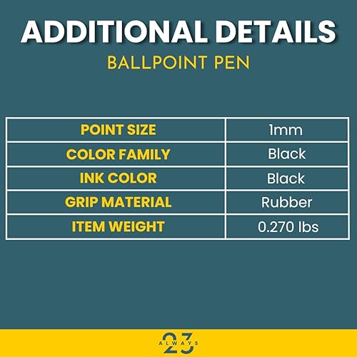 Miniatura 5 de Always23 Bolígrafos de punta redonda, agarre cómodo, agarre cómodo y escritura suave, tinta negra, 0.039 in, paquete de 12 unidades