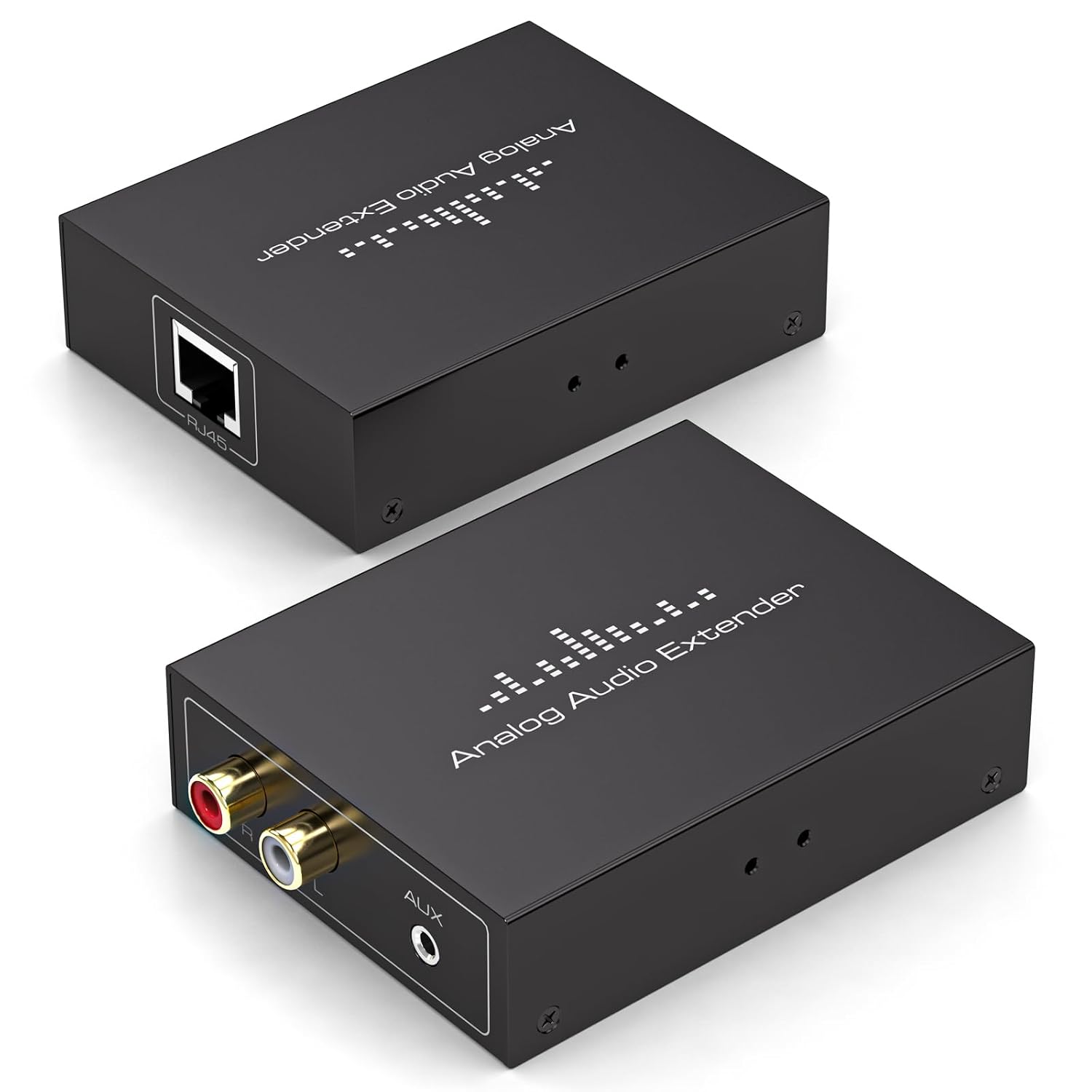 RCA /3.5MM Stereo Analog Audio Extender Over Ethernet LAN Single Cat5e/6 Cable, up to 1640FT/500M No External Power Required for Home Theater Church AMP Long Distance Audio Transmission​