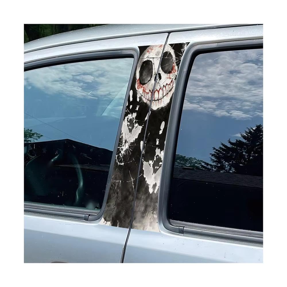 Bertdcx One Color Car Adhesive Waterproof Vinyl B Post Protective Skull Bloody Palm Stickers Auto Parts