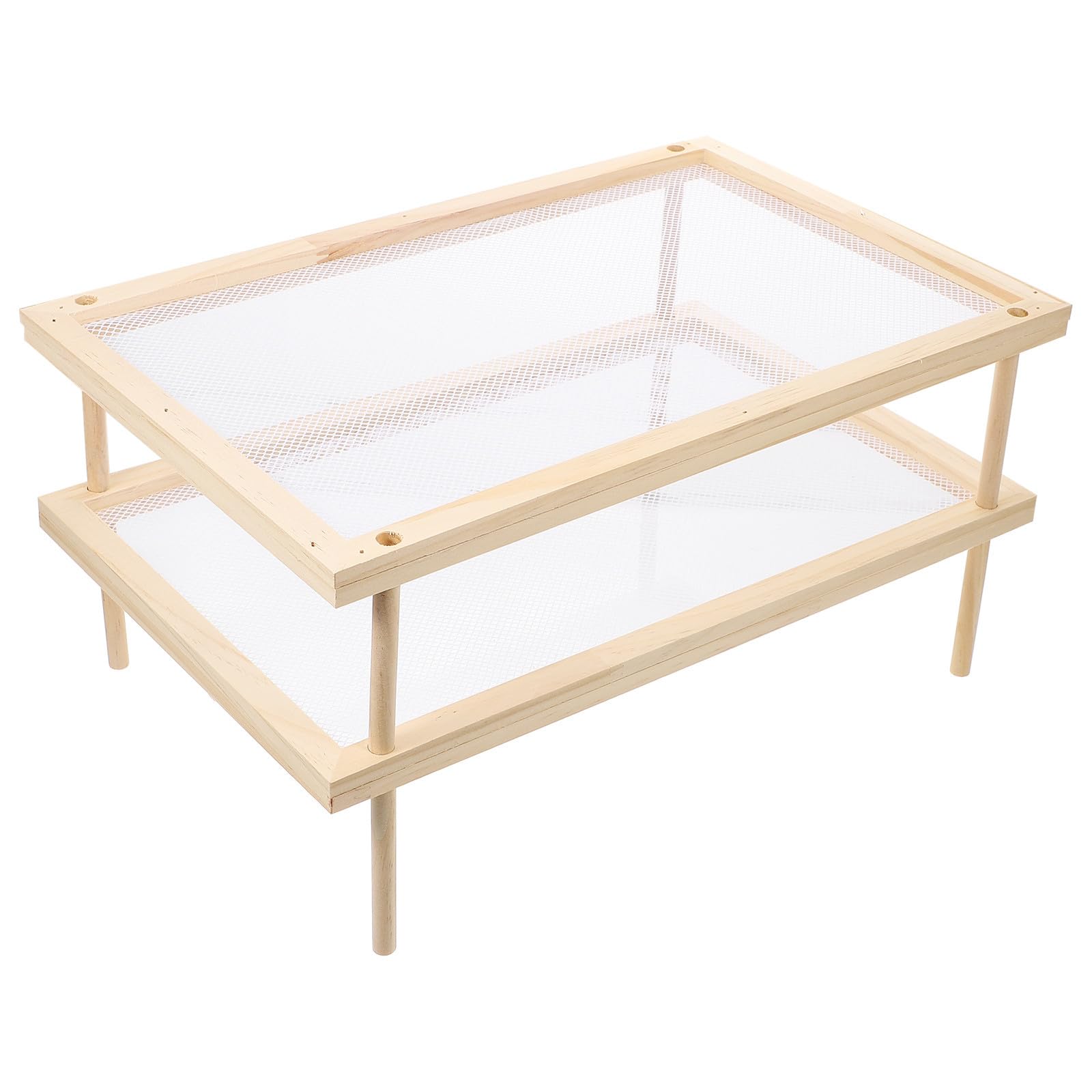 ibasenice Séchoir à Pâtes en Bois Pieds Antidérapants, Support Facile à Utiliser pour Sécher Fruits et Légumes Cuisine Intérieure, Design Beige Simple et Fonctionnel