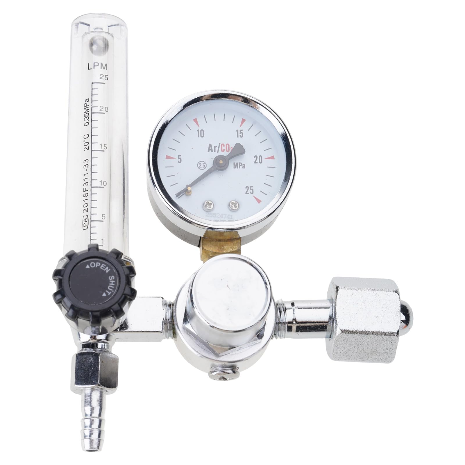 Argon Regulator CO2 Flows Meter with Double Gauge for TIG Welding Machine 0-25MPa Pressure Flows Control Welding Regulator