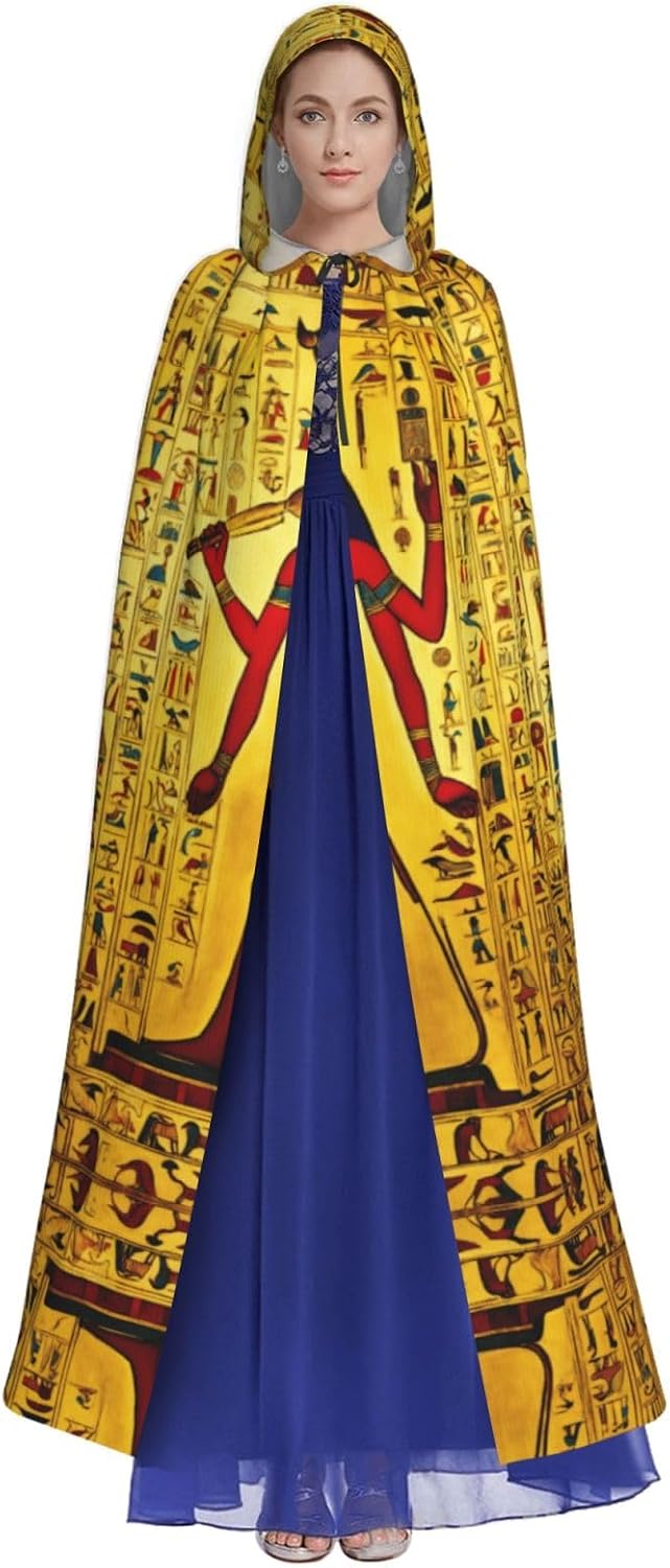 Ancient Egypt Tribe Series print Hooded Cape Wizard Robe Halloween Overcoat Medieval Renaissance Design Cosplay Party Costumes