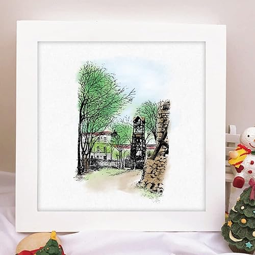 Miniatura 3 de Sellos transparentes de fondo de árbol para hacer tarjetas, fondo de casa, sellos de goma transparente, sellos de castillo para decoración de