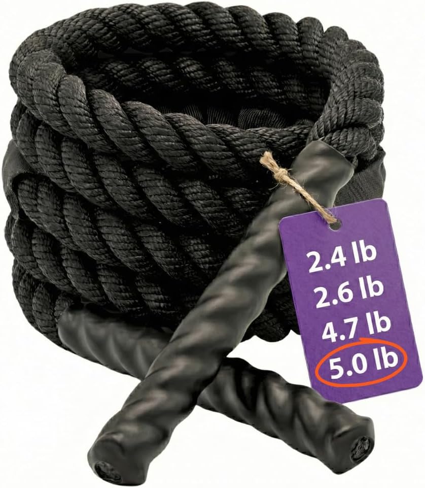 Weighted Jump Rope for Men and Women. Heavy Adult Jump Rope for Fitness, Exercise, Strength, Cardio, and Weight Loss. 2.4lb to 5lb.