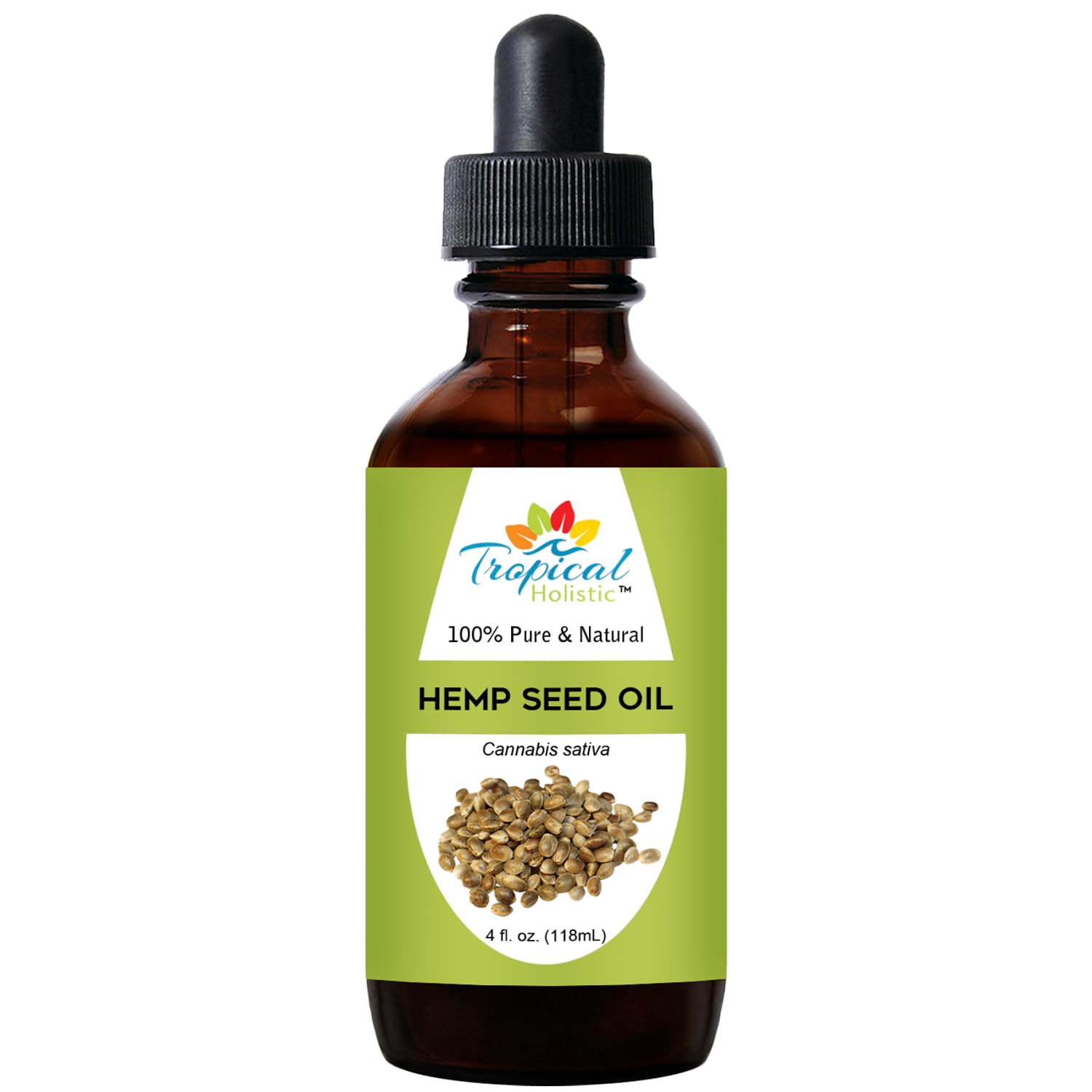 Tropical Holistic 100% Pure Organic Hemp Seed Oil (4oz) - Cold Pressed Natural Skincare for Face, Hair, Nails, Cuticles, Makeup, Massage, DIY Projects