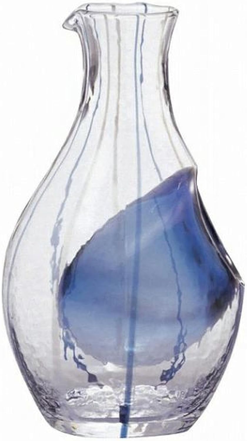Takumiikaze Select 1 Piece Cold Sake Carafe (Wagarasu/Blue) φ1.8 x H6.5 inches (45 x 165 mm), 10.1 fl oz (300 ml), Glass (Glass), Made in Japan