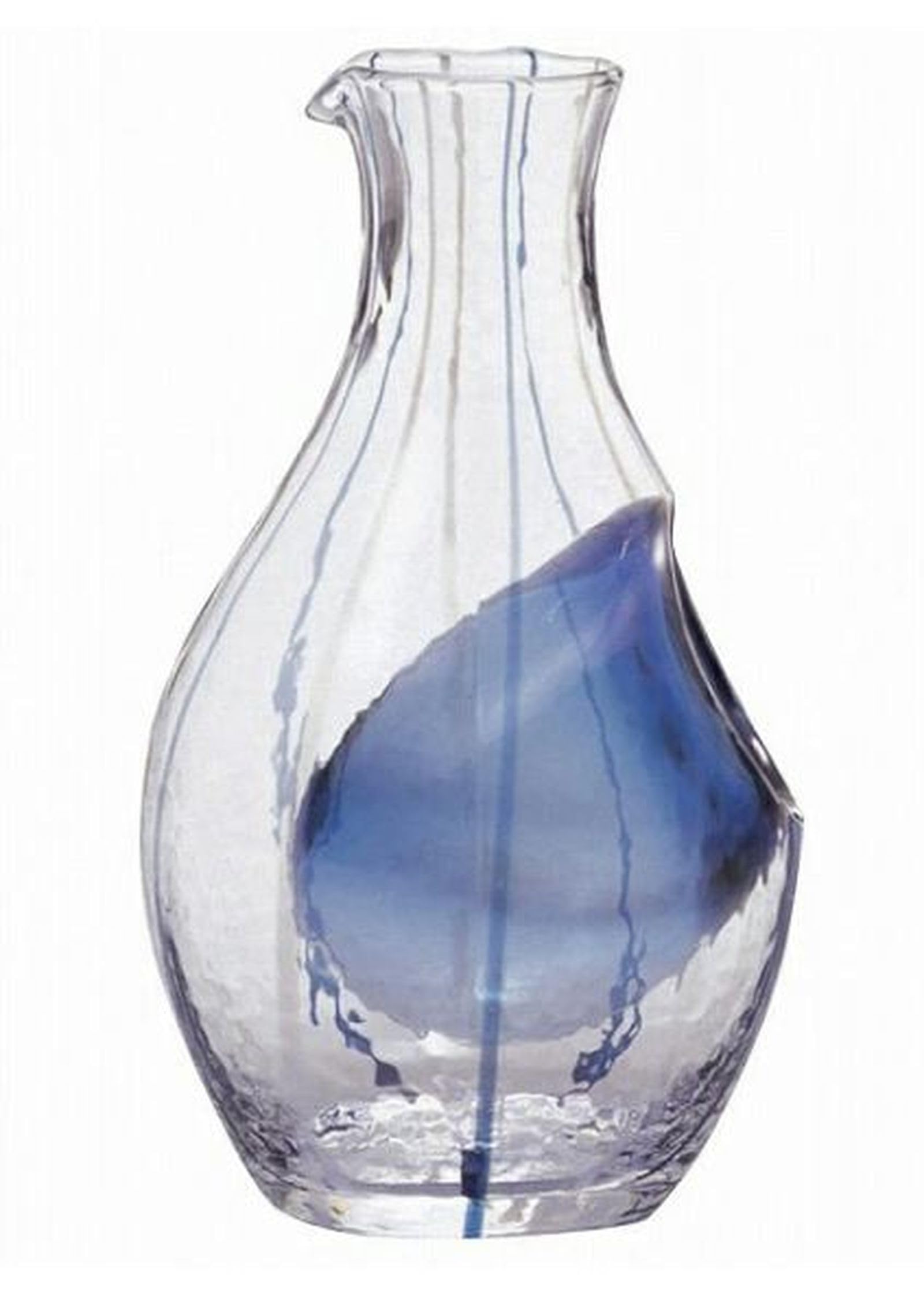 Takumiikaze Select 1 Piece Cold Sake Carafe (Wagarasu/Blue) ?1.8 x H6.5 inches (45 x 165 mm), 10.1 fl oz (300 ml), Glass (Glass), Made in Japan