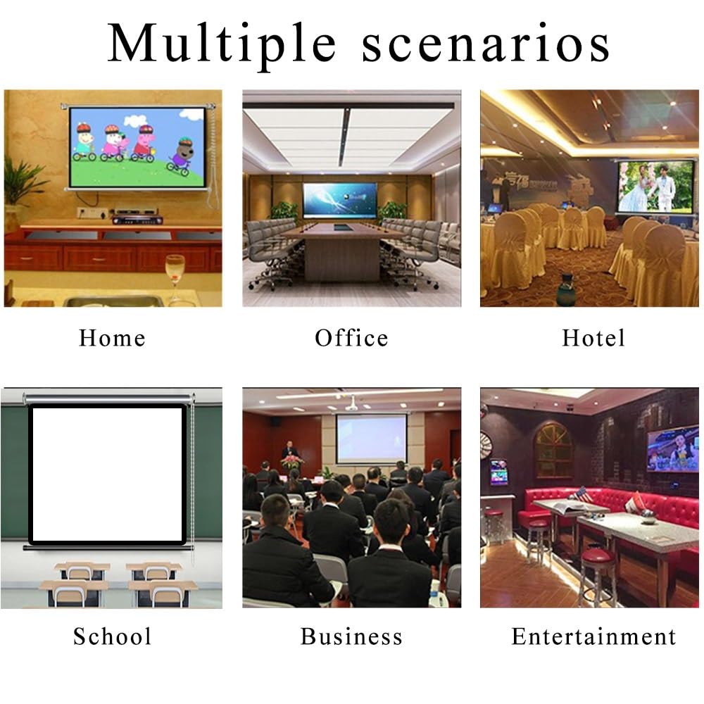 Schermo Per Proiezione Retrattile Schermo Proiettore Avvolgibile Manuale 40 50 60 Pollici Telo Videoproiettore Per Scuola Cinema Teatro(50inch (4:3))