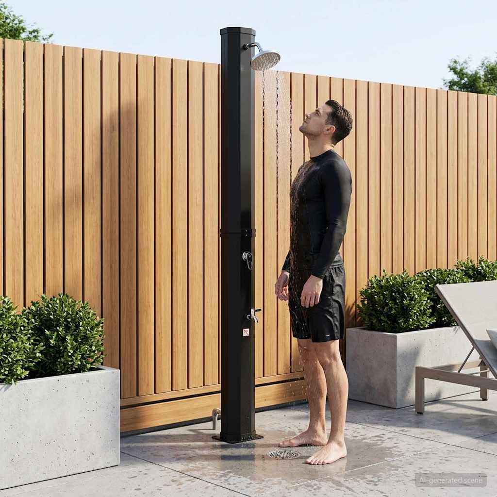 Doccia solare con soffione doccia, rubinetto nero, per giardino, piscina, vasca idromassaggio, spa, vasca idromassaggio, vasca idromassaggio, piscina per bambini, facile regolazione della
