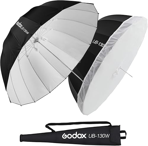 Miniatura 14 de Godox UB-105W - Paraguas parabólico profundo reflectante de 41.3 pulgadas (41.3 in), color blanco, para estudio, luz suave, con cubierta difusora