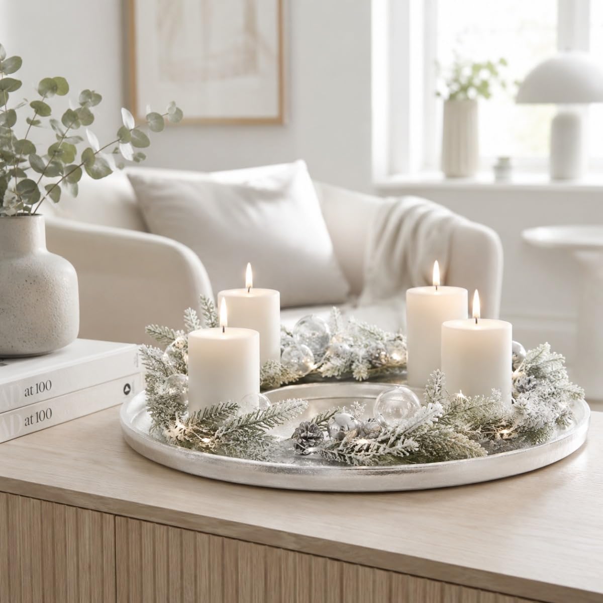 Riffelmacher Adventskranz Ringförmig Ø 40 cm | Silberfarben | 24131
