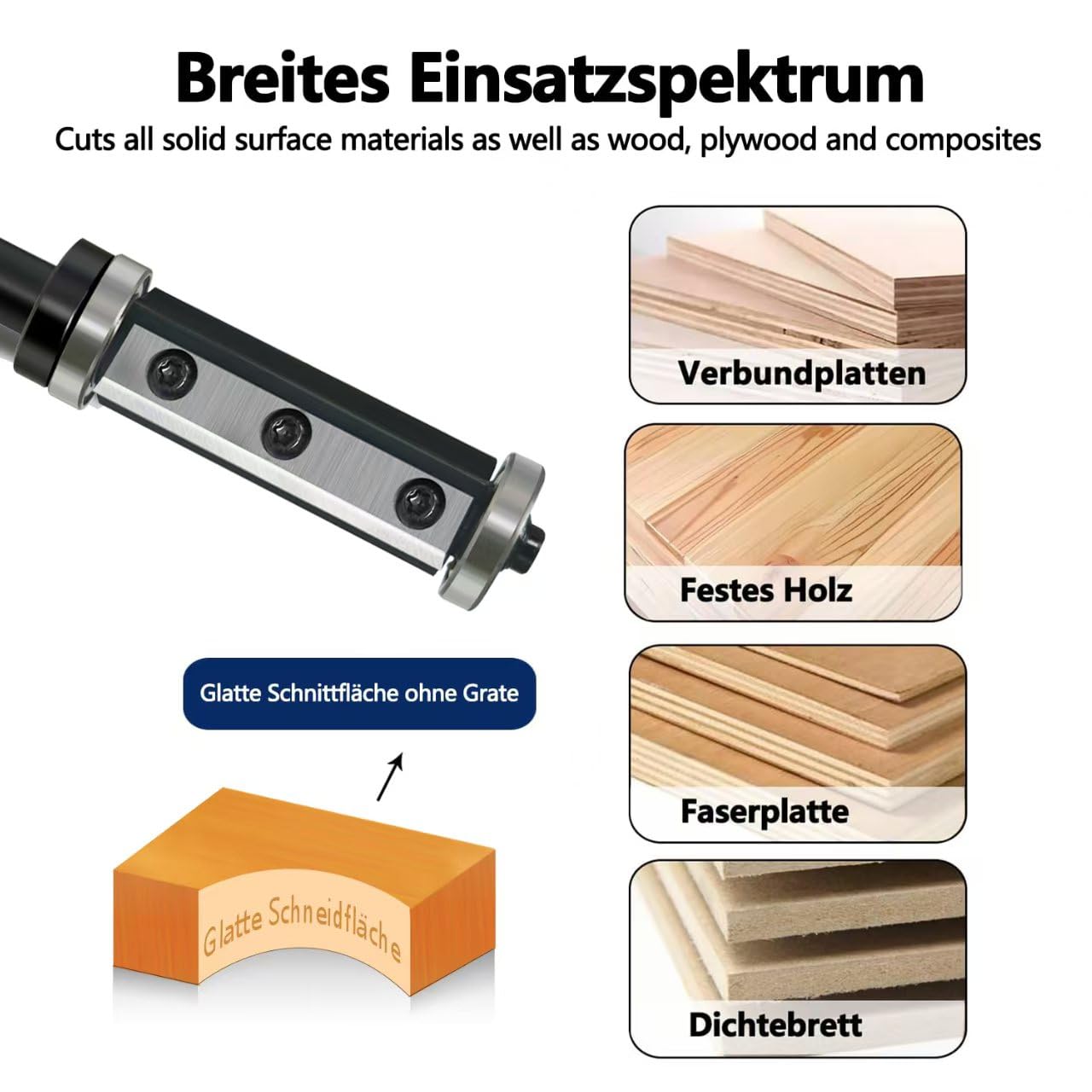Fresa de enrasado de 8 mm, hoja de metal duro intercambiable de 2 caras, fresadora con rodamiento de bolas, fresa de madera para trabajar cantos