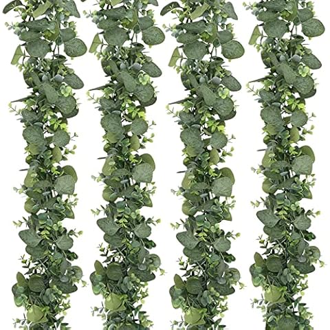 SOMYTING Eukalyptus Girlanden Künstliche Gemischte Eukalyptus-Blätter Ranken grüne Girlande hängende Pflanzen Cover