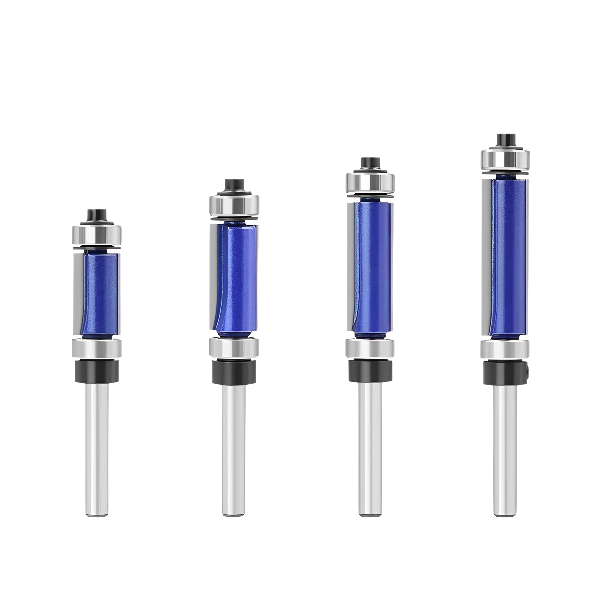 Set 4 Frese Router 1/4" con Rulli Superiore Inferiore Troncatura Legno