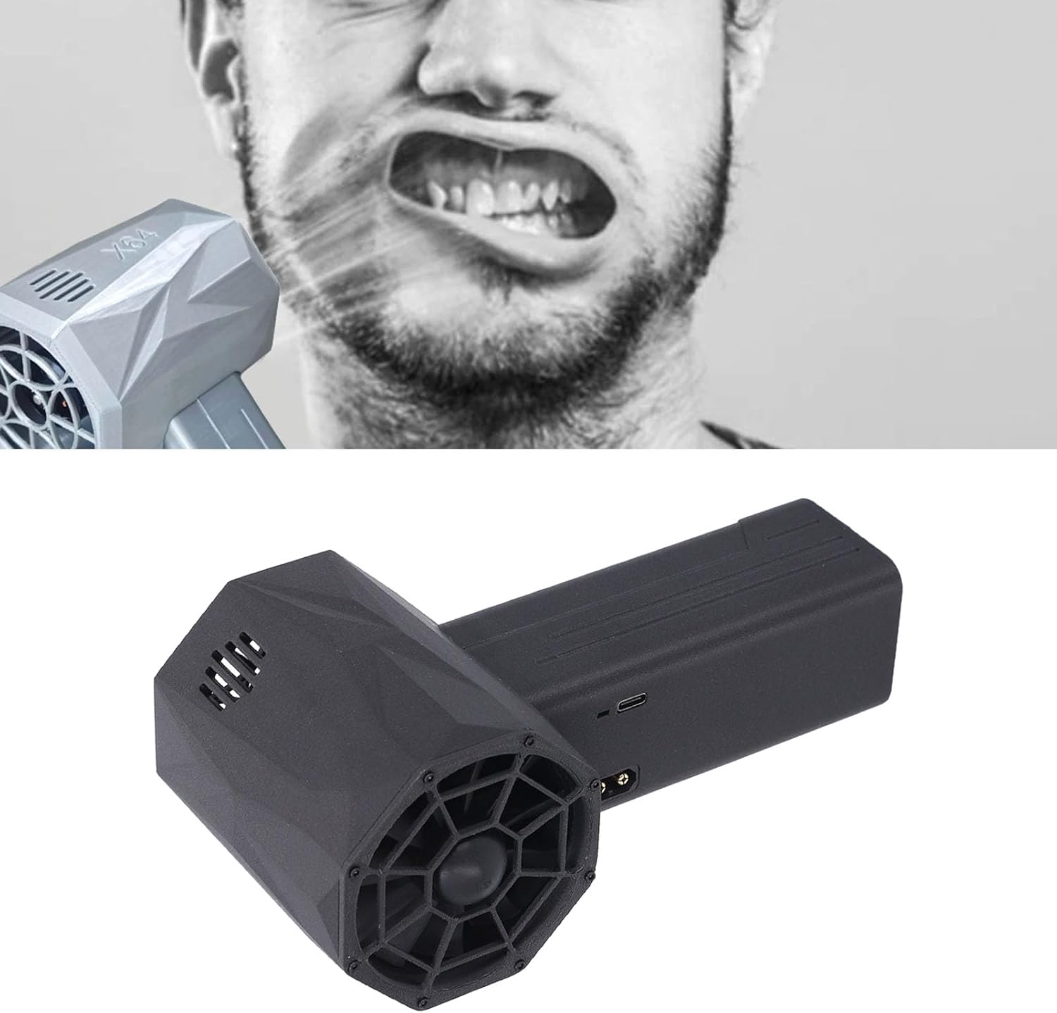 FTVOGUE Dry Blower, 64mm High Speed Brushless Motor Wind Speed 1400g Thrust Carbon Fiber Lightweight 400g for Car Drying Snow Clearing Keyboard Cleaning (Black)