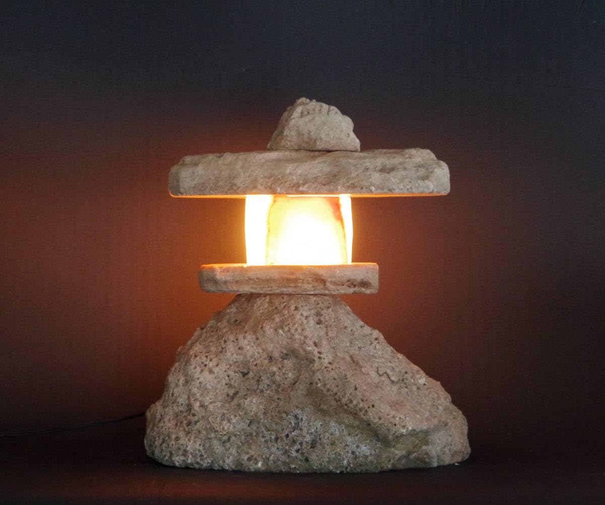 Amazon.co.jp: 灯籠燈籠鍾乳石室内屋内店内和風置物庭石石灯籠オブジェ