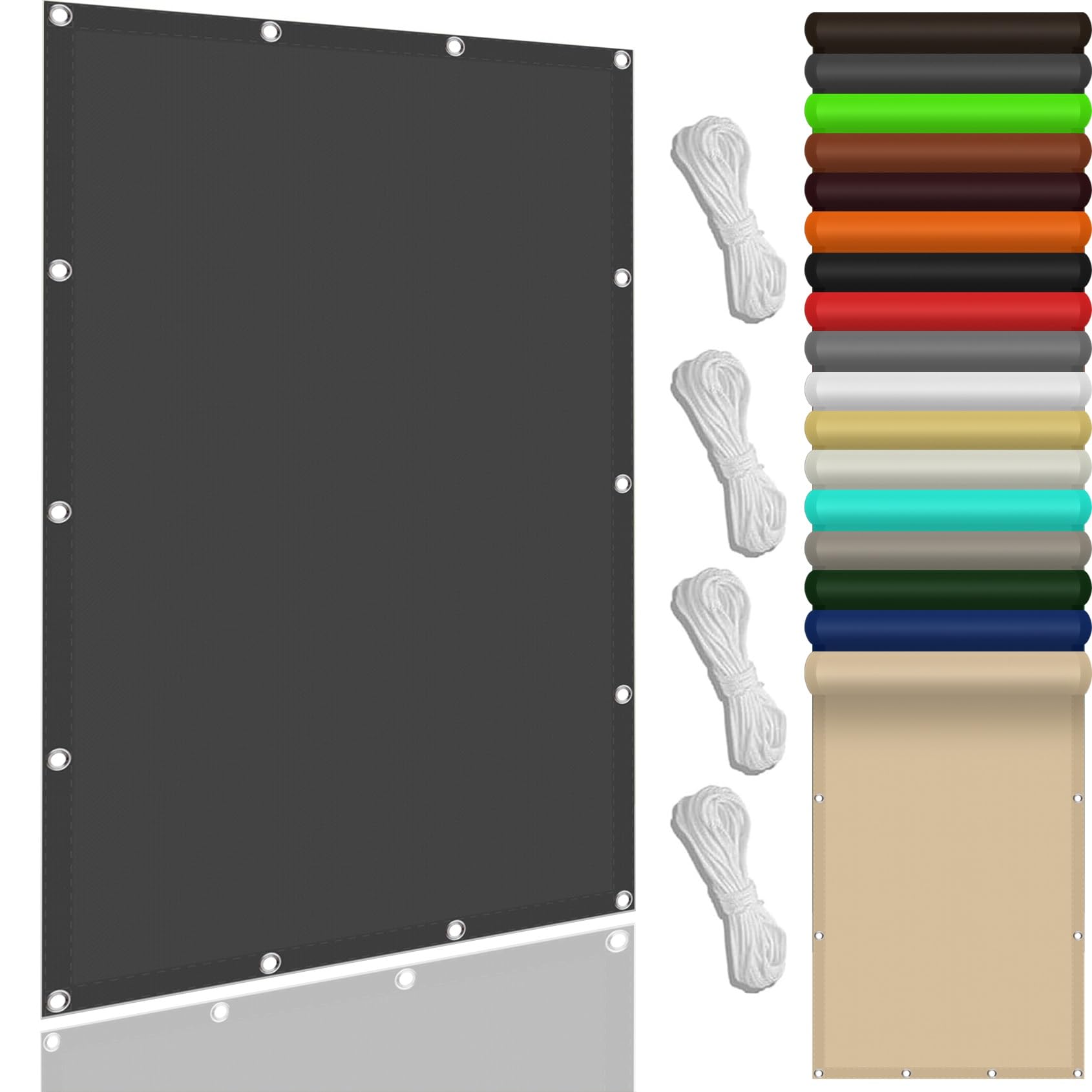 Toile Ombrage Auvent 180 x 250 cm Imperméable Protection UV 98% Rayons Filet Dombrage Filet Brise Vue pour Extérieur, Jardin, Terrasse, Gris Foncé