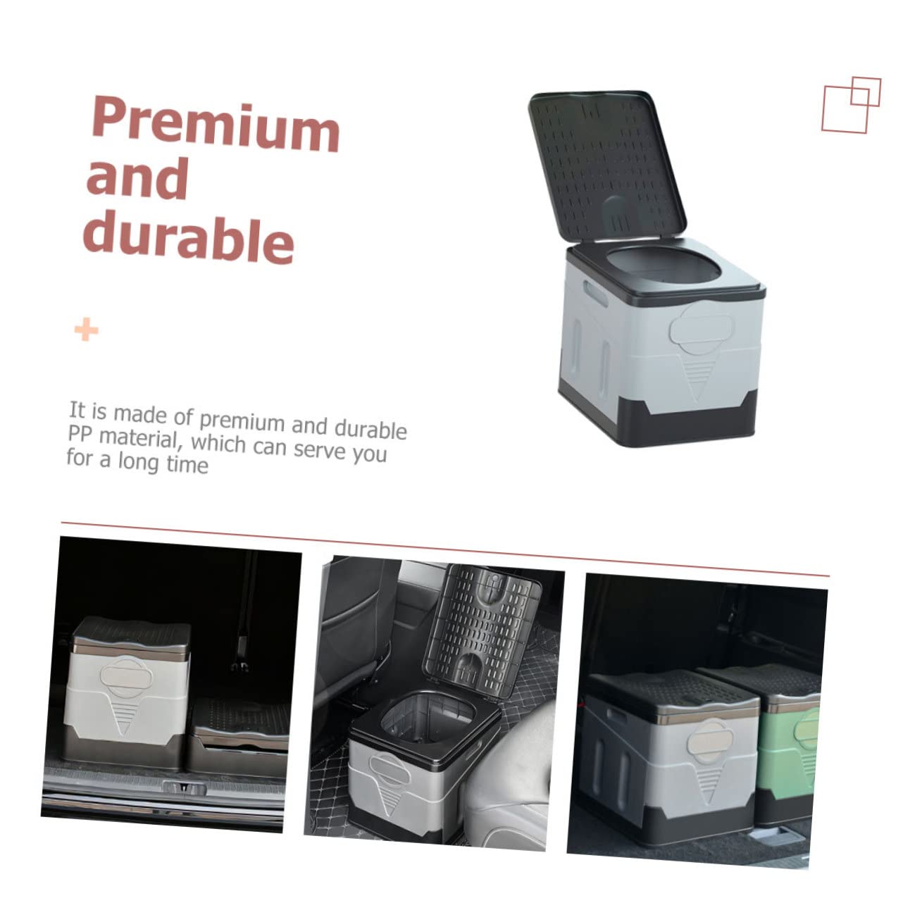 GALPADA Inodoro Caja de Almacenamiento de PP Resistente Portátil Plegable Orinal de Viaje Compacto para Camping y Emergencia