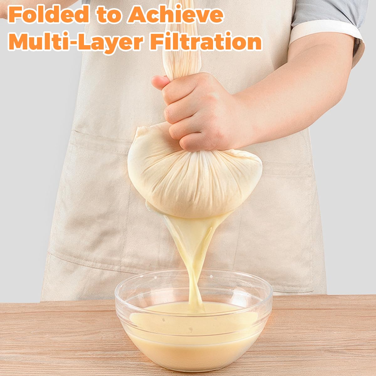 10 Piezas Tela Filtrante Reutilizable, 50 x 50 cm Paños de Queso para Colar, Cheese Cloth, Tela para Queso de Algodón, Wiederverwendbar und Waschbar Ungebweihtuch, para Alimentos Tofu Café Zumo — view 6