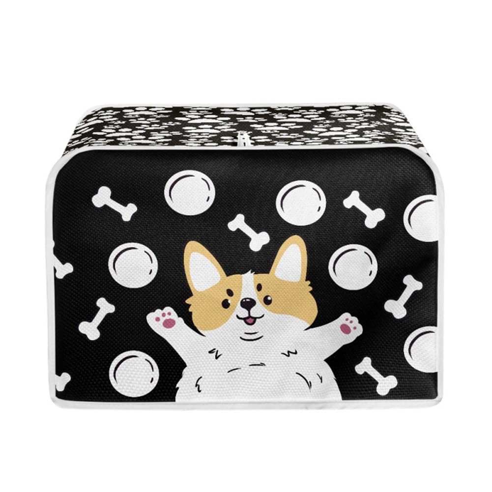 CTRLZS Toaster Cover, 2 Bread Toaster Oven Dust Cover, Home Kitchen Accessories Decoration, Puppy