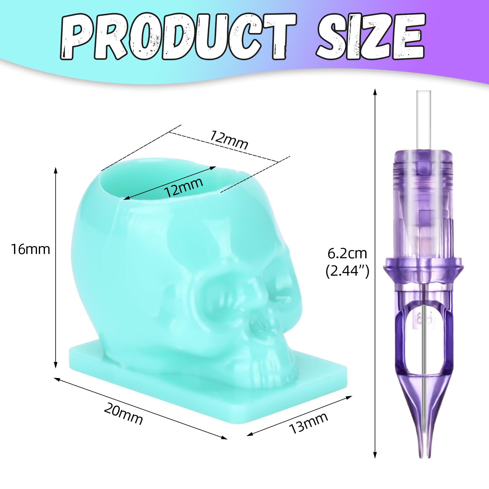 ATOMUS 40pcs Purple Tattoo Cartridge Needles 10pcs 1003RS 5RS 7RS 9RS Tattoo Needles for Tattoo Gun Pen Shader Pattern with 20pcs Disposable Skull Ink Cups for Pen Rotary Machine Tattoo Supplies - Image 2