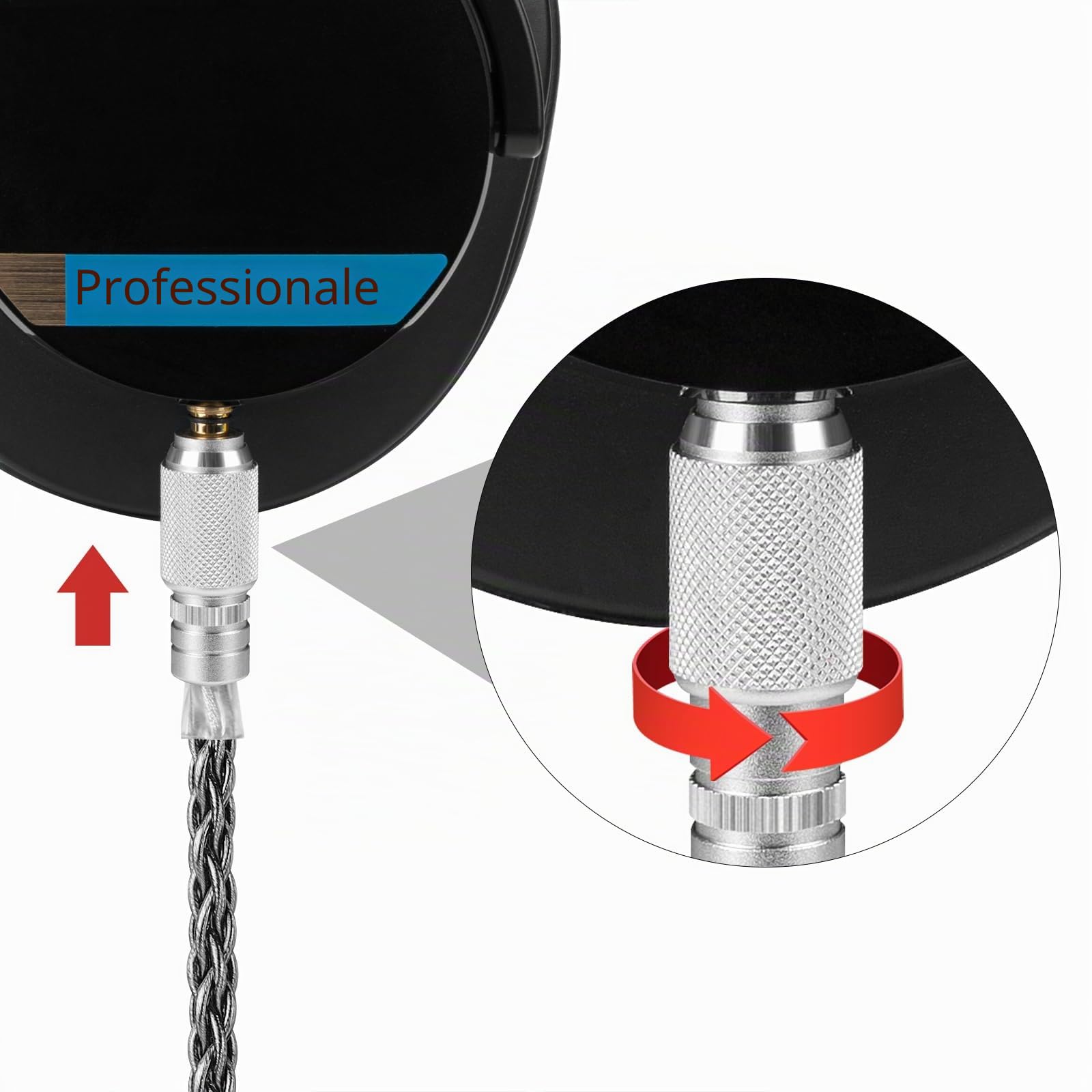 GEEKRIA Cavo audio di ricambio Apollo placcato argento da 4,4 mm a 3,5 mm compatibile con le cuffie Sony MDR-MV1 MDR-M1 MDR-M1ST con dispositivo di bloccaggio a manopola filettata (1,5 m)