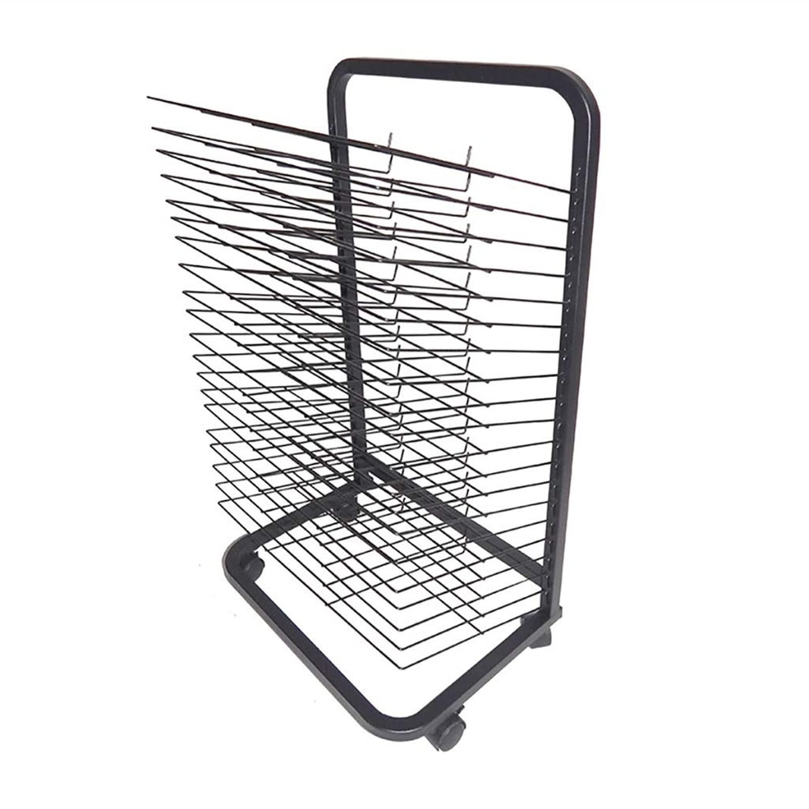 Generico Stendibiancheria Mobile con Ruote - 20 Ripiani Flessibili per riporre opere d'Arte in scuole e circoli artistici, Ideale per Pittura e attività Creative in Classe, Design salvaspazio