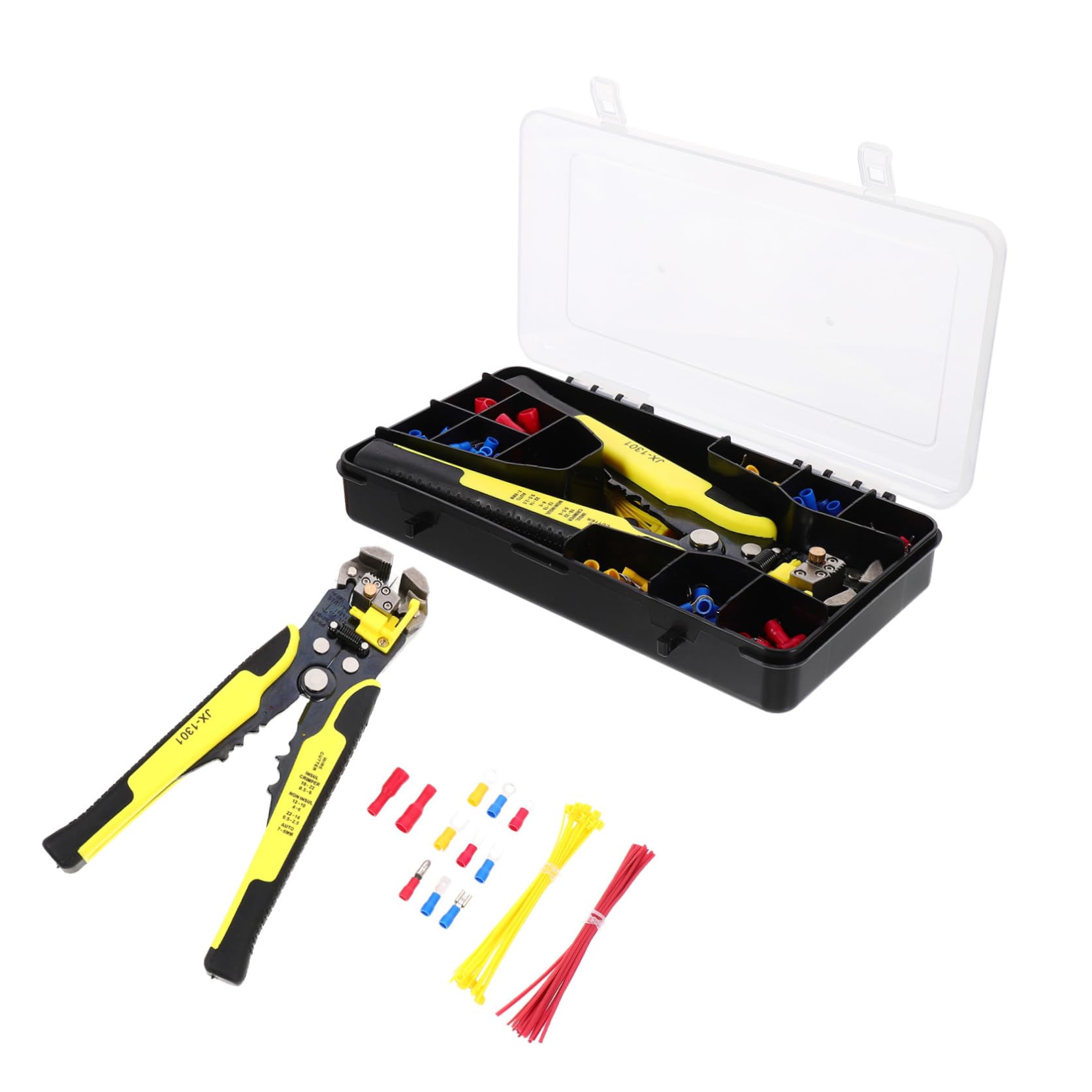 Pinza Crimpatrice Professionale a Cricchetto, Set 1 Pezzo | Terminali Filo, Giallo, Nylon Rame Acciaio, Riparazioni Elettriche Domestiche e Auto