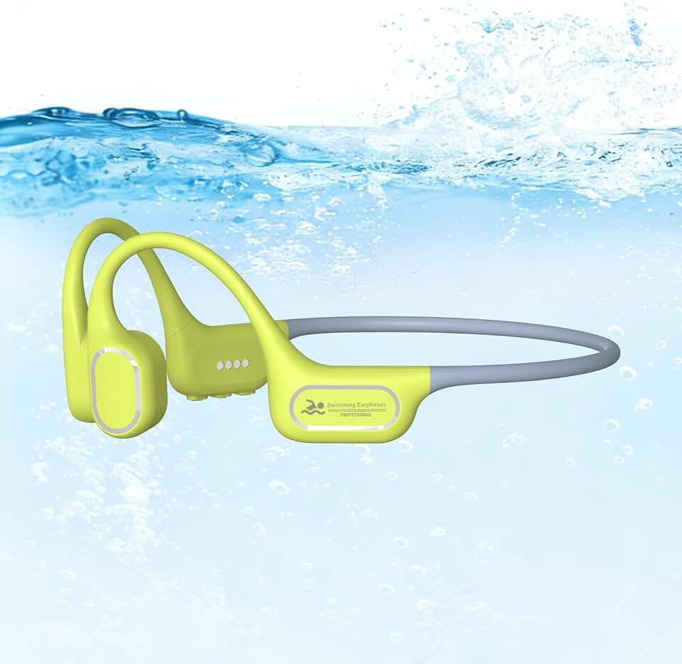 Fones de ouvido de natação de condução óssea com sobremoldagem macia debaixo d'água, IPX8 à prova d'água, fone de ouvido aberto com silicone líquido adequado para a pele/fones de ouvido MP3 Player de