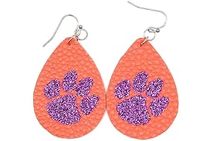 Paw-some Clemson Spirit: Sparkle Paw Faux Leather Earrings