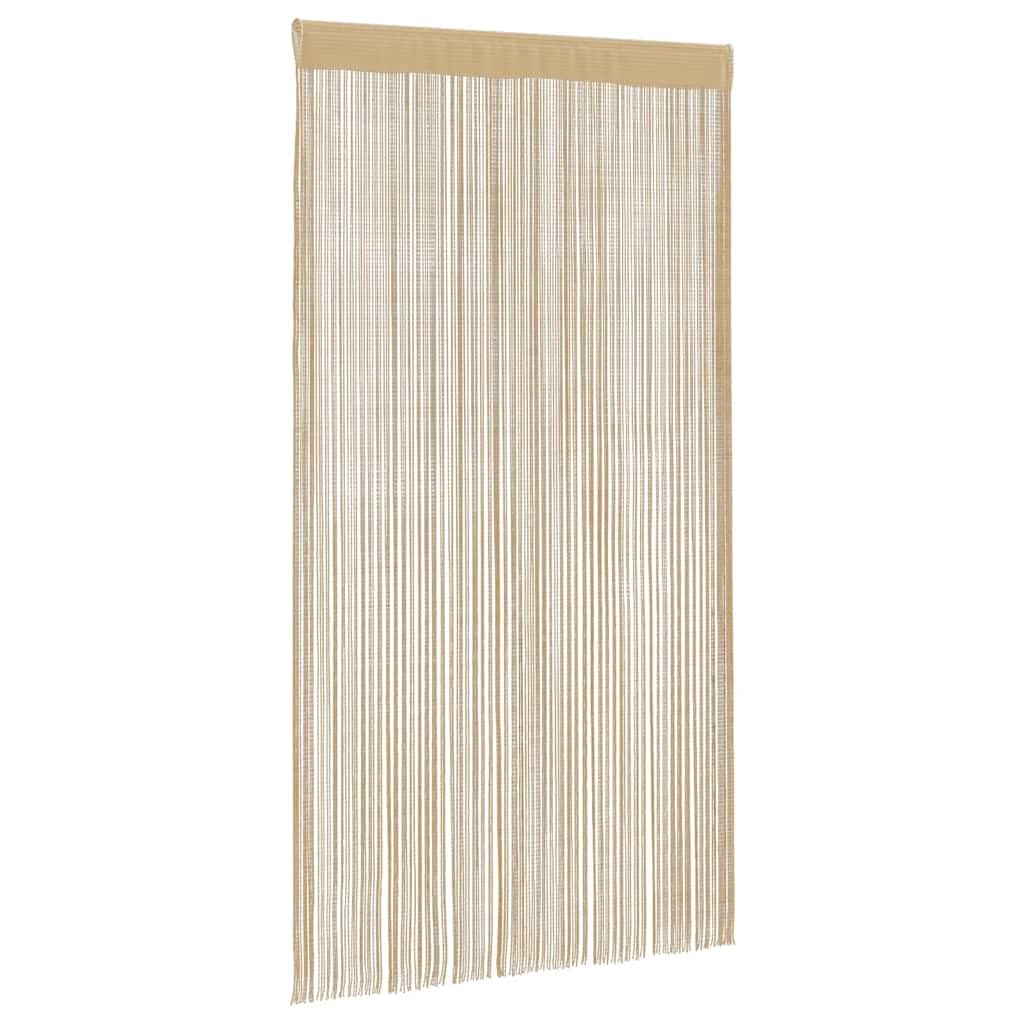 Lot de 2 rideaux à fils 140 x 250 cm Beige Rideau à fils pour porte de terrasse, rideau de porte, moustiquaire, séparateur de pièce, décoration de vitrine Rideau polyvalent