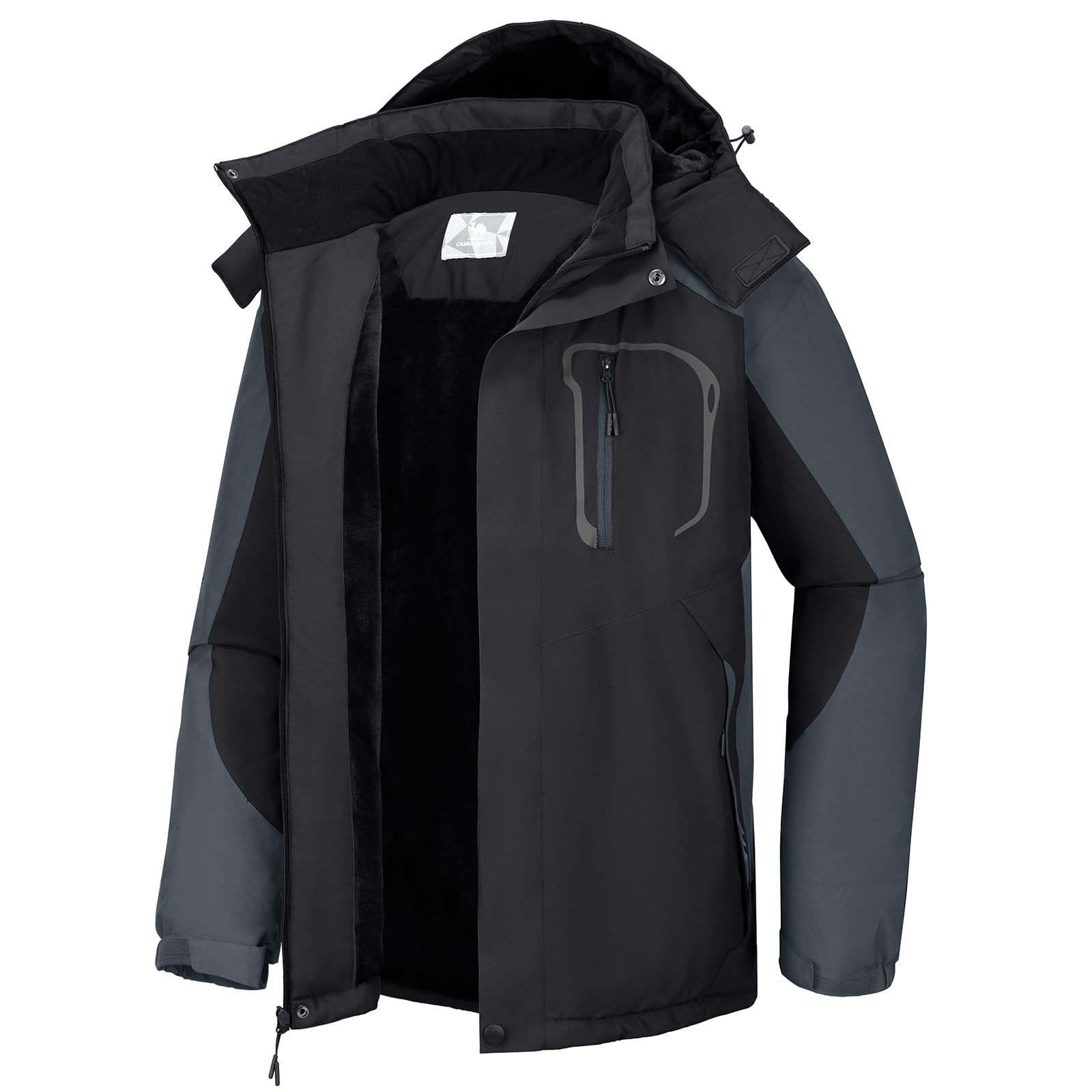 CAMEL CROWN Mens Ski Snow Jacket Waterproof Winter Snow Coat Windproof Warm Fleece Lining Hooded Parka Rain Jacket