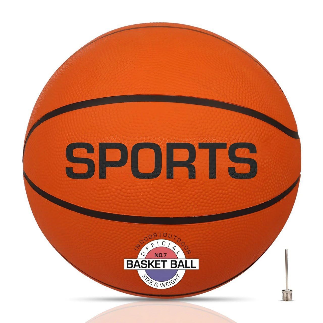 GYAN ECOM GADGETS Sports Official Basketball, Size 7, Rubber Surface, Indoor and Outdoor, with Grooved Channels for Grip, for Kids, Youth and Adults