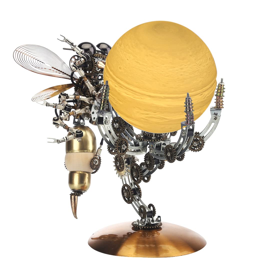 Steampunk Mechanical Wasp 3D DIY Metal Insect Puzzle Model with Movable Claws & Lamp,627PCS Collectible Art Kit for Adults & Teens Unique Desk Decor Gift