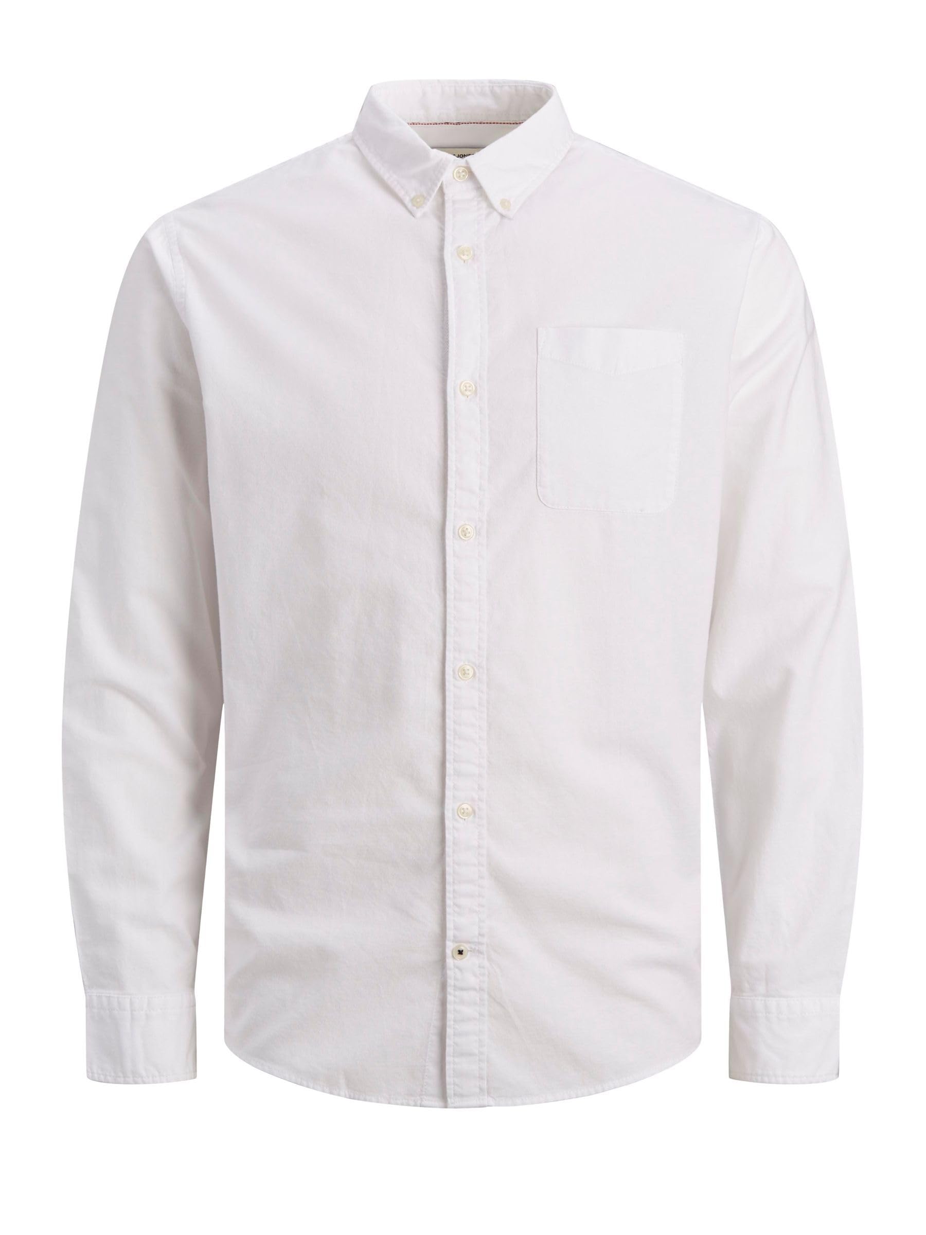 JACK&JONES PLUS Men's JJEOXFORD Shirt L/S S21 PS NOOS Shirt, White/Fit:Plus Size, 4XL