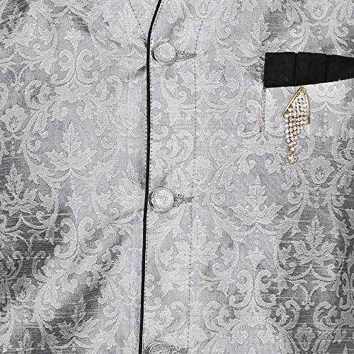 Image of Royal Kurta Men's Jacquard Silk Floral Print Indowestern Sherwani