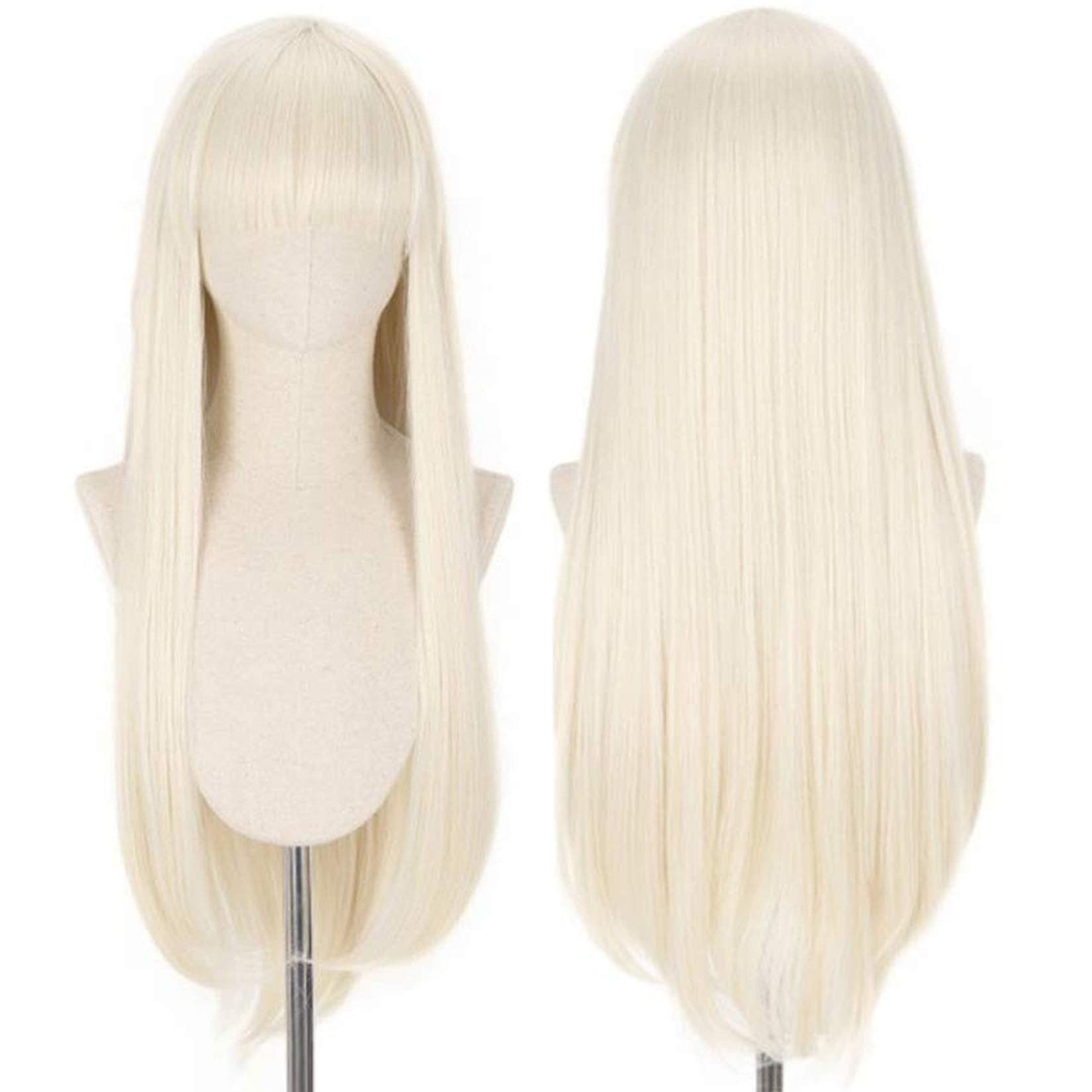 Ebingoo(Blonde) - Blonde wig with bangs Synthetic Hair Natural long straight Wig for women for any occasion (70cm )