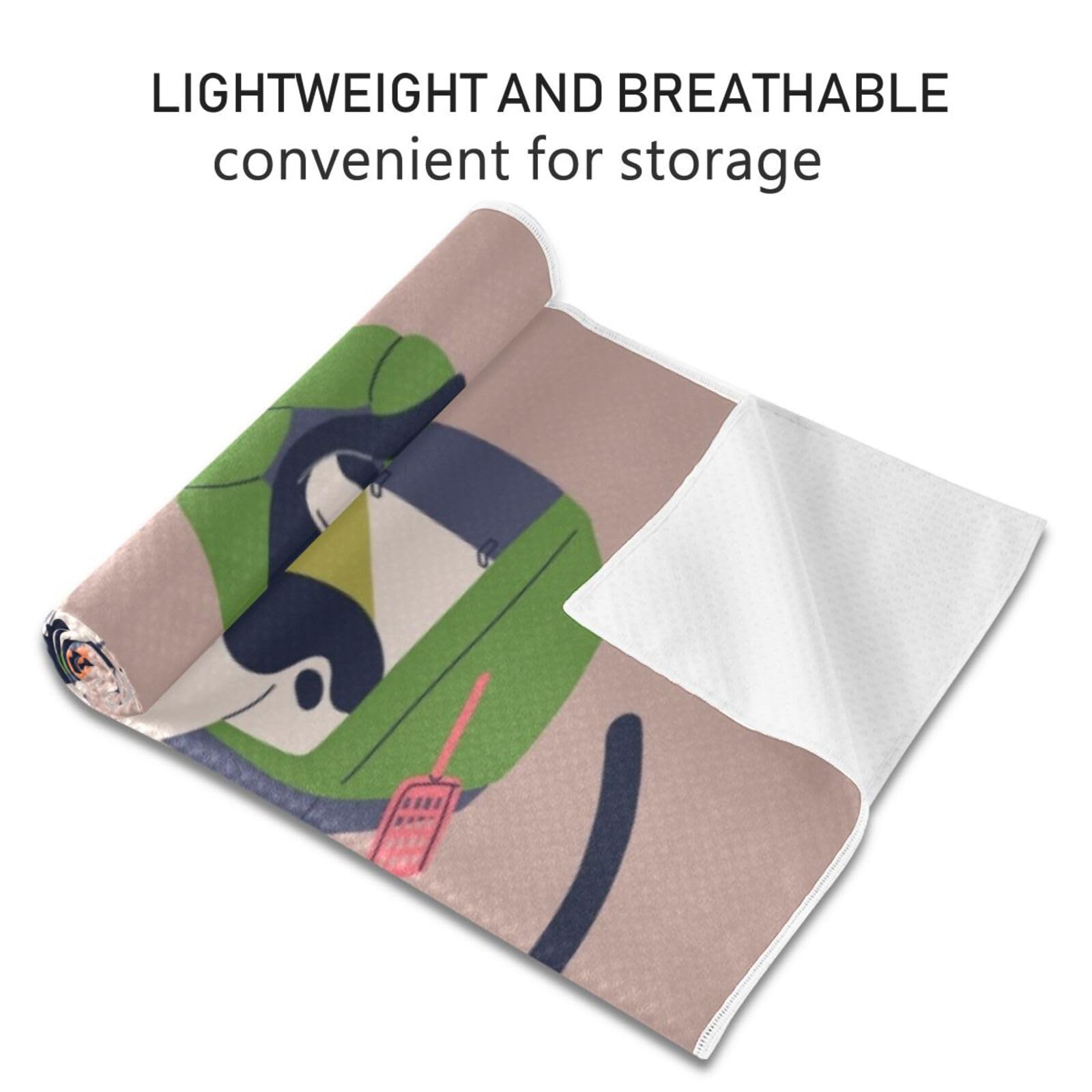 BOESI Yoga Mat Towel, Non-Slip Hot Yoga Towel, Sweat Absorbent and Non-Slip, Lightweight and Easy to Travel, Suitable for Hot Yoga, Pilates and Fitness, Cats