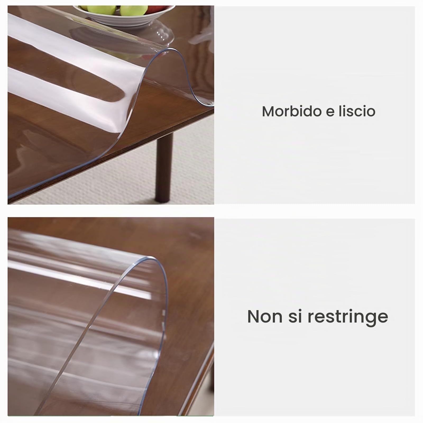 Tovaglia Trasparente in PVC 3mm - Rettangolare Protettiva con Smusso a 65°, Protezione Tavolo Resistente al Calore da Scrivania Impermeabile e Antiolio (75x120cm/30x47in)