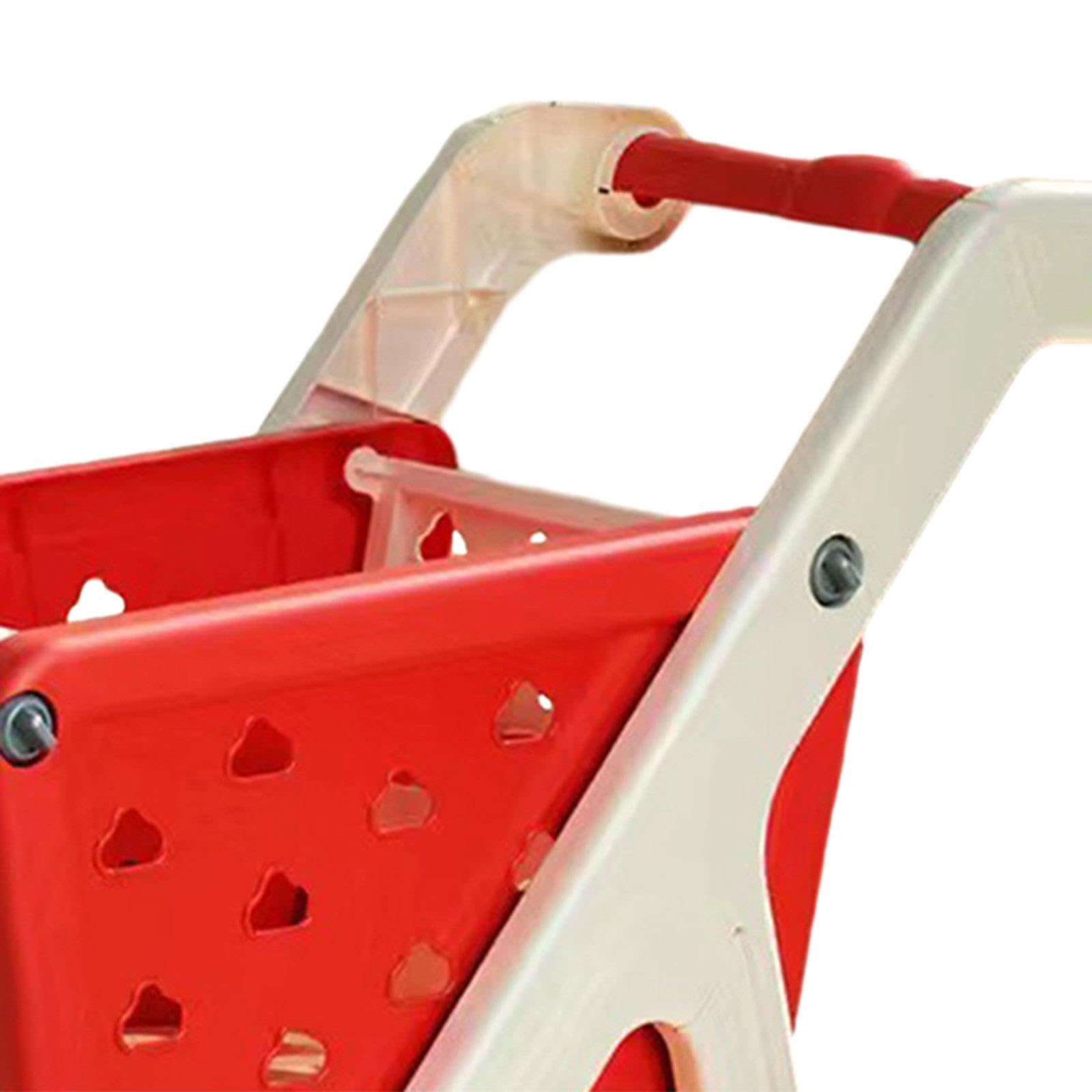 kowaku Carrito de Compras para Niños Carro Juguete Supermercado Juego Simulado Accesorio de Cocina Juguete Educativo Estructura Resistente con Cesta, Rojo