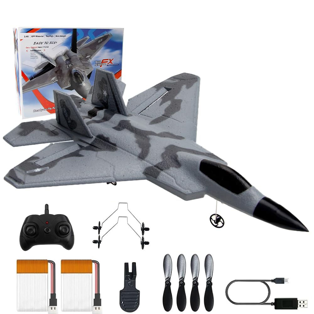 AVCXEC RC Plane, 2.4 GHz 2-CH Remote Controlled Airplane, Remote Controlled Fighter Aircraft with 6-Axis Gyro Stabilizer, Aeroplane Toy, RC Sailplane for Beginners, Children and Adults