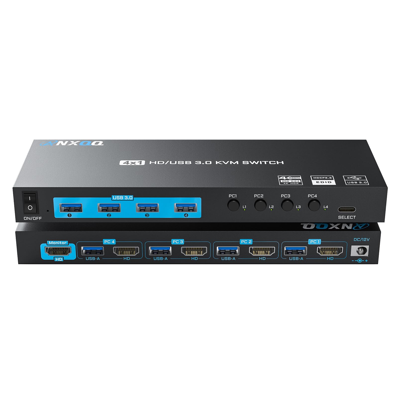 KVM Switch 4 Computers 1 Monitor, Reyoten HDMI 4K@60Hz, USB 3.0, Adaptive EDID, Plug & Play-image-24