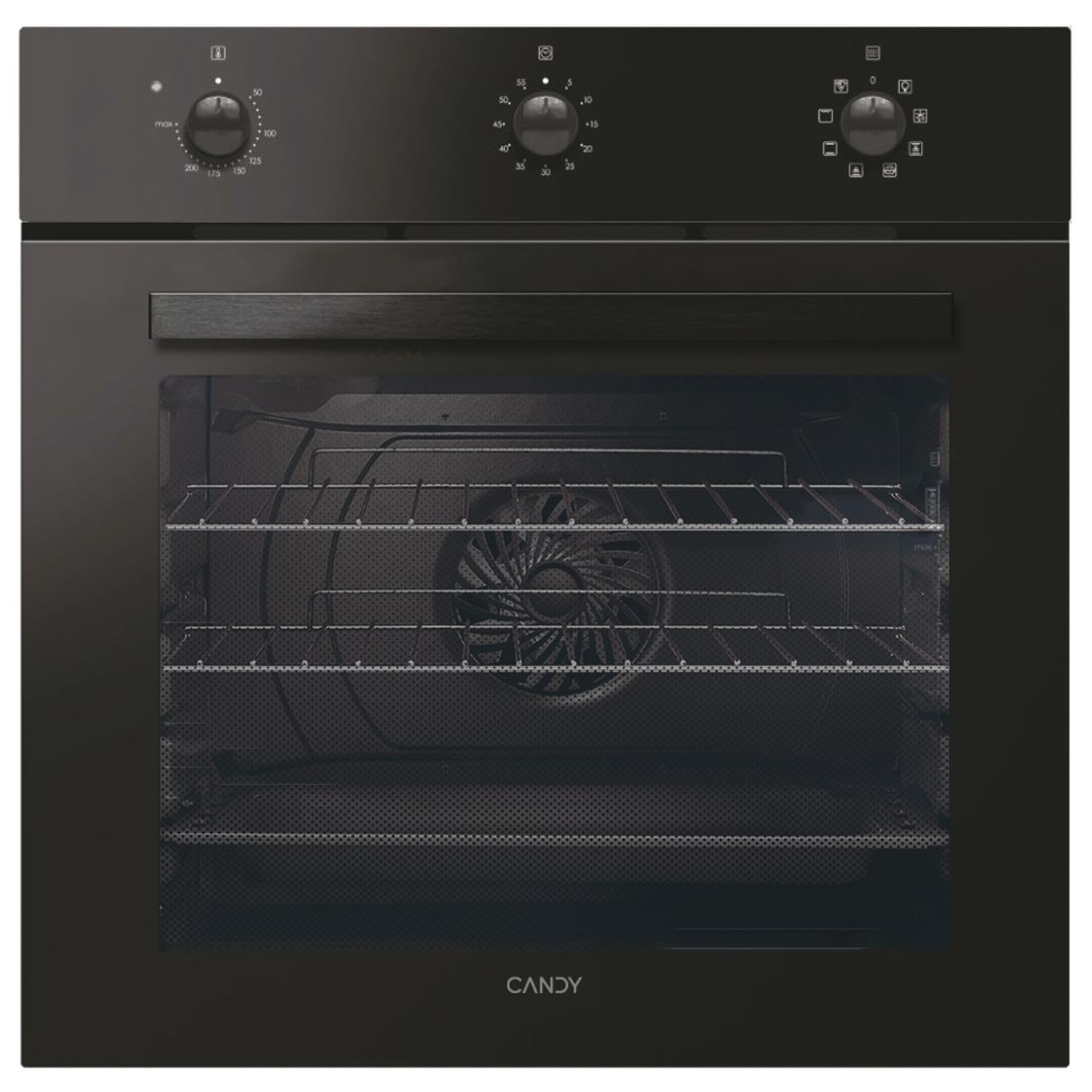Candy Idea FMCIDC N602-CA 60cm Fan Oven, 8F, A plus Energy rating, 65L capacity, Minute minder, grill- Black, 59.5 x 59.5 x 56.8cm