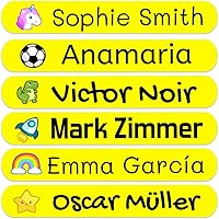 Vista 10 de 50 calcomanías con nombre personalizadas para niños. Etiquetas adhesivas para escuela, jardín de infantes, libros, juguetes y Tupperware. Etiquetas